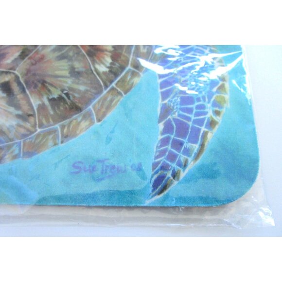 Sue Trew Mouse Pad 2008- Handpainted Turtle in Ocean -Barbados - Happy Hatchling - Picture 2 of 9